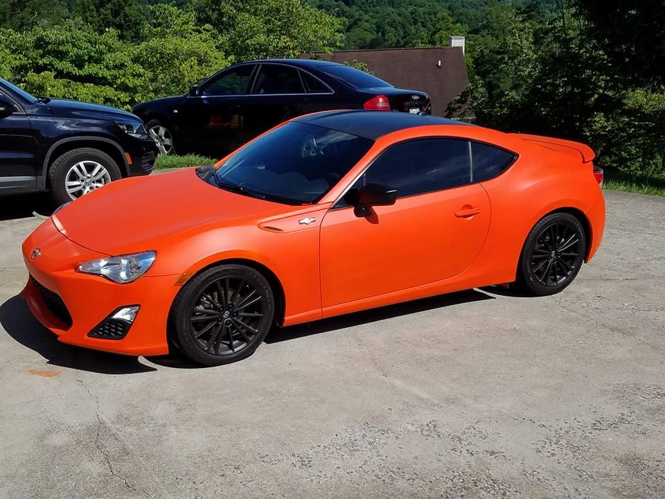 Safety Cone Orange Plasti Dip on a customer car